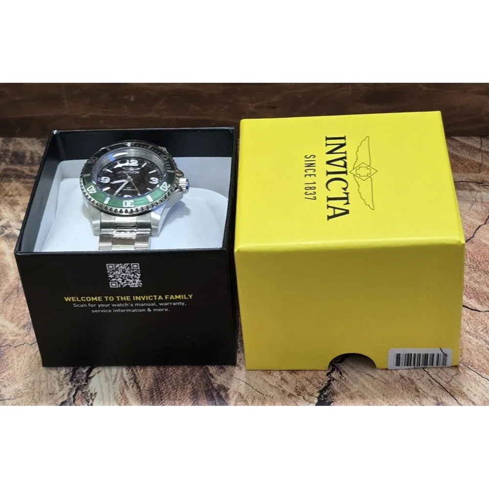 Invicta Specialty Rowan Men's Watch 40mm Black Dial Green Bezel Steel 49338 New